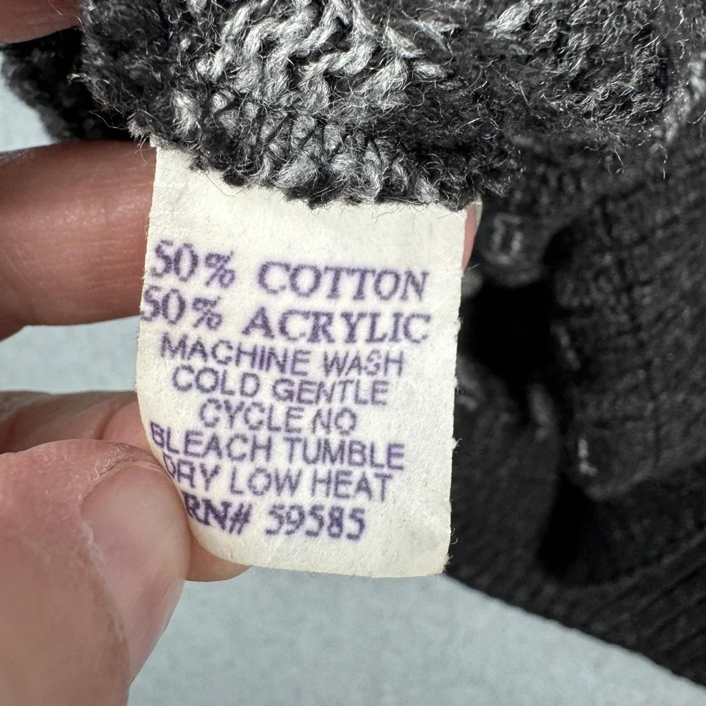 VTG TLC by Lambert Sweater Mens XL Gray Checkerboard Textured Knit USA Grandpa